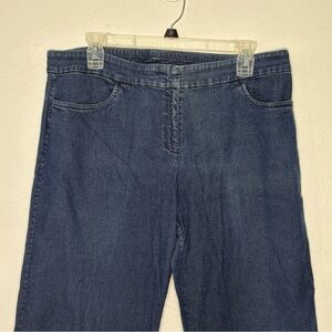 Eileen Fisher Wide Leg Jeans‎ Women’s Large Blue Denim Trouser Pants Pocket